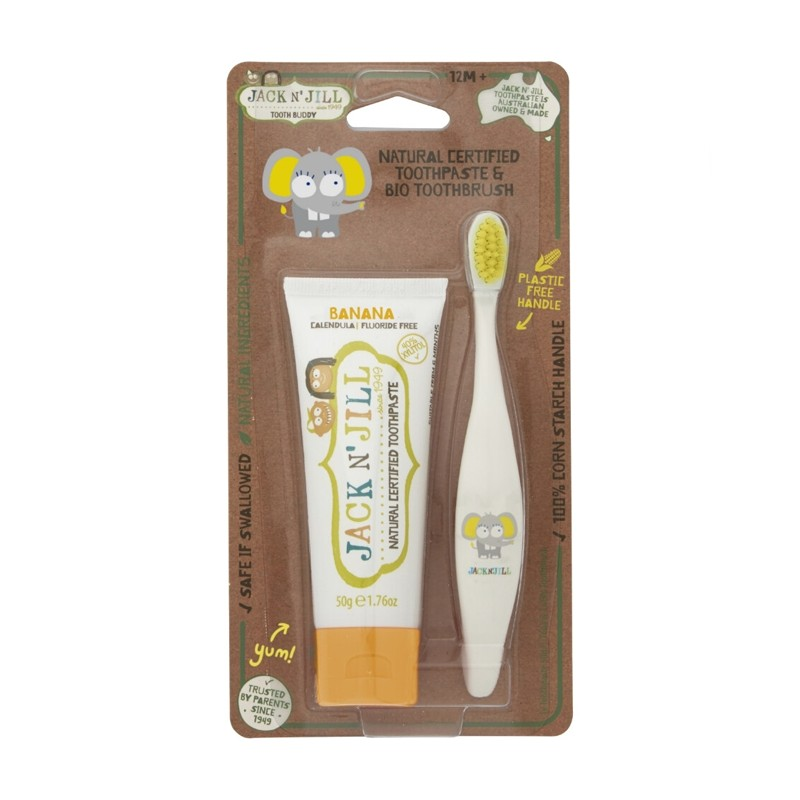 Jack N'Jill Doğal Toothbuddy Fil Diş Fırçası + Muz Aromalı Diş Macunu 50 gr