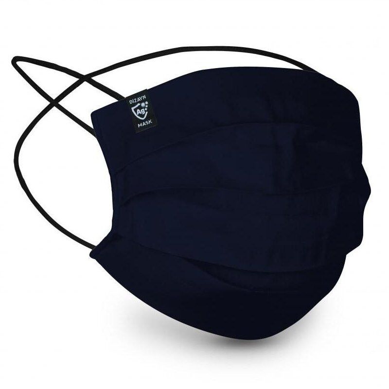 Dizayn Mask Gümüş İyonlu Yıkanabilir Bez Maske Siyah (Large)