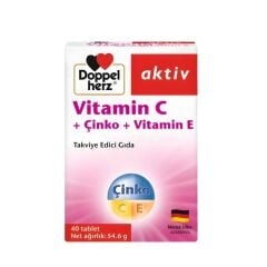 Doppelherz Aktiv Vitamin C + Çinko + Vitamin E 40 Tablet