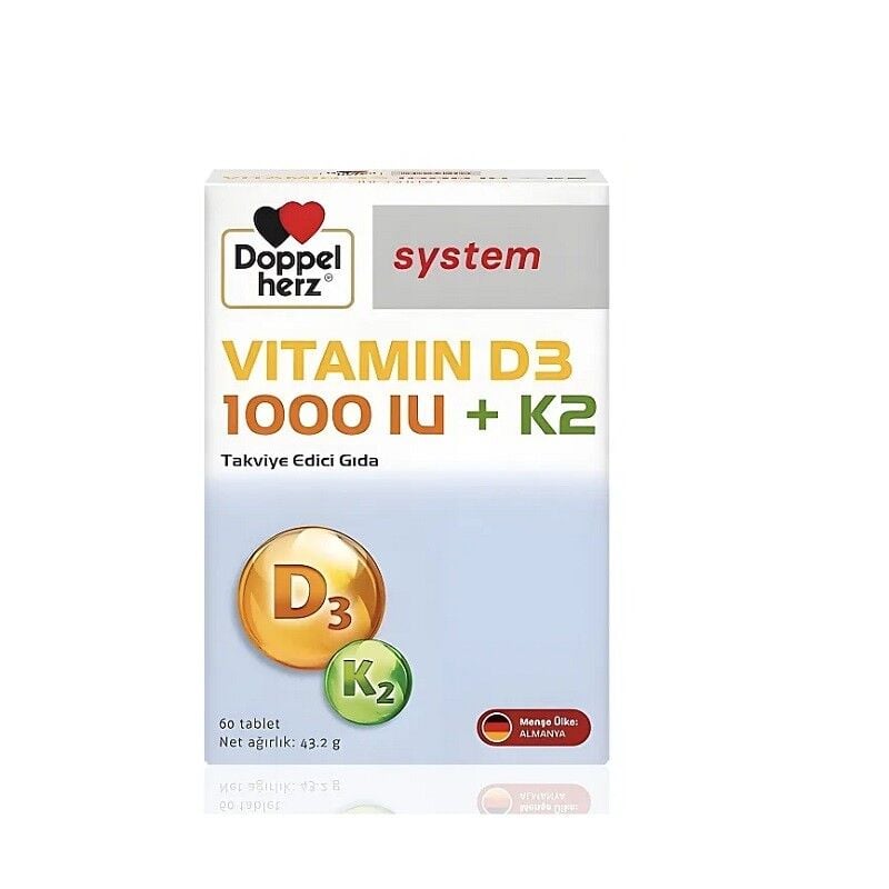 Doppelherz System Vitamin D3 1000 IU + K2 60 Tablet
