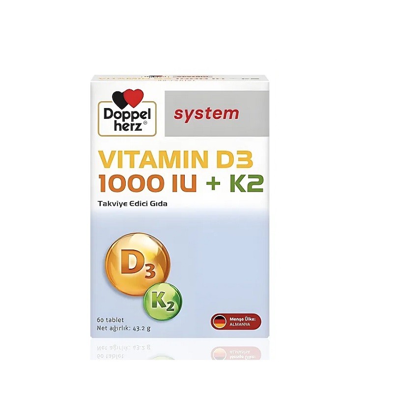 Doppelherz System Vitamin D3 1000 IU + K2 60 Tablet
