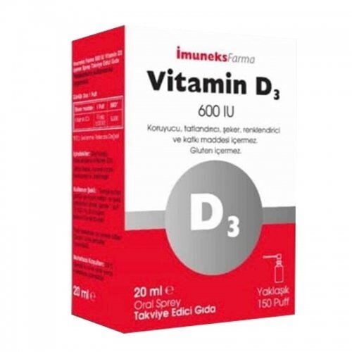 İmuneks Farma Vitamin D3 600IU Sprey 20ml