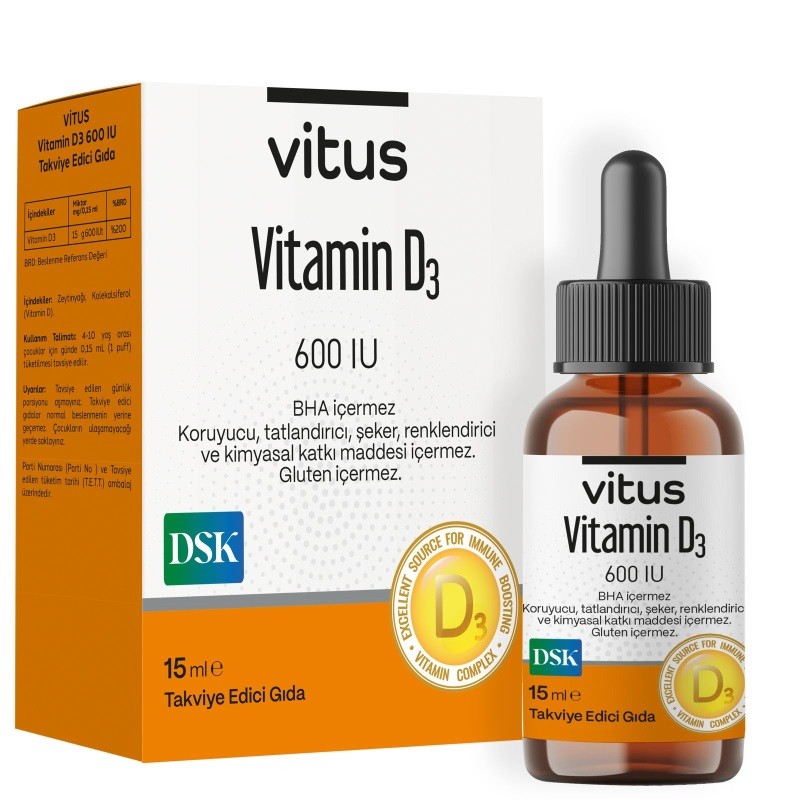 Vitus Vitamin D3 600 IU Damla 15ml