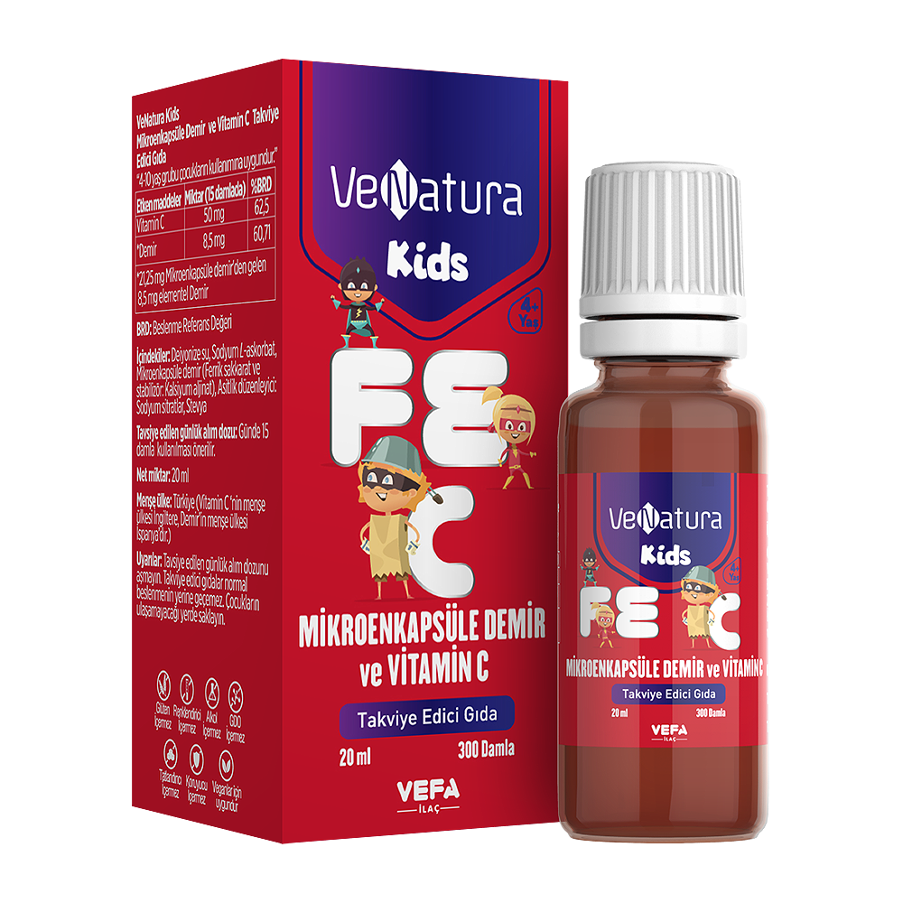 Venatura Kids Mikroenkapsüle Demir ve Vitamin C 20ml Damla