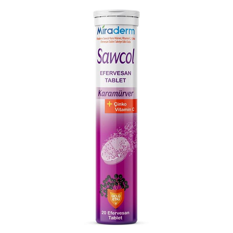 Miraderm Sawcol Karamürver + Çinko Vitamin C 20 Efervesan Tablet