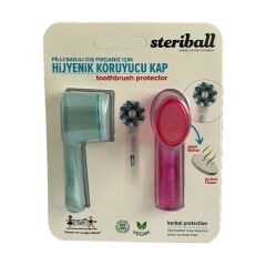 Steriball Hijyenik Diş Fırçası Kabı Şeffaf-Pembe 2li