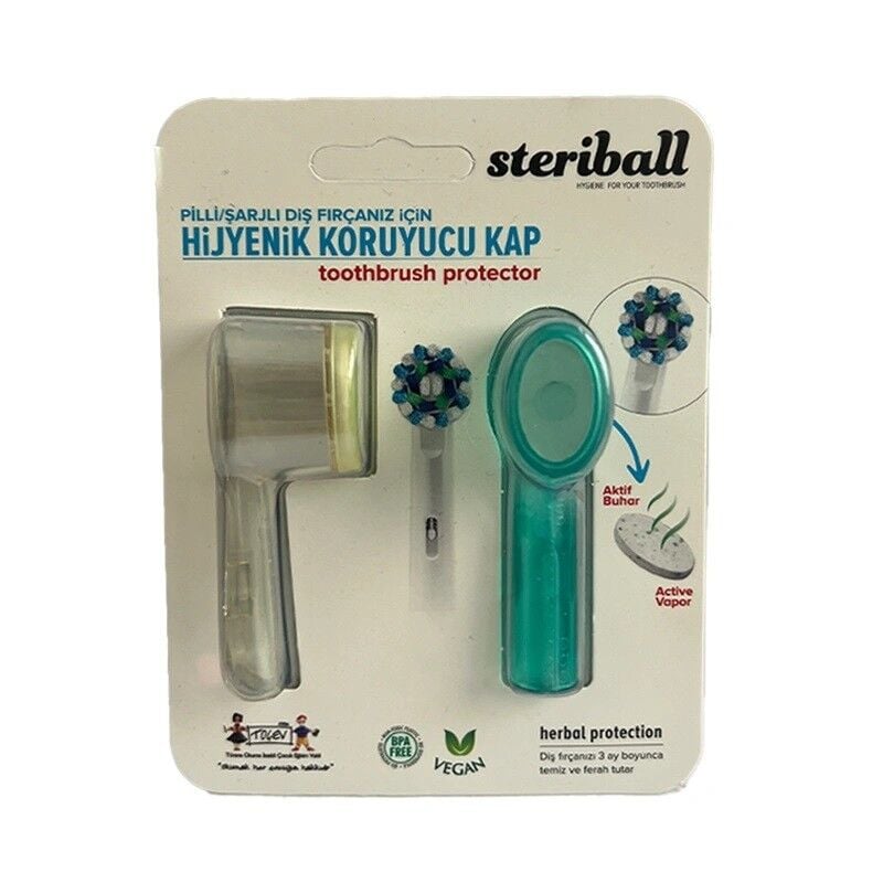 Steriball Hijyenik Diş Fırçası Kabı - Şeffaf ve Mavi 2li