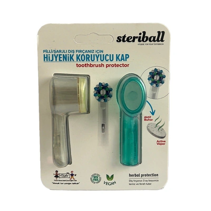 Steriball Hijyenik Diş Fırçası Kabı - Şeffaf ve Mavi 2li